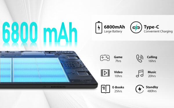 URAO – tablette Android 11 pouces, 14 go de RAM, 64 go de ROM, 6800mAh, écran tactile IPS HD, avec étui de protection pour clavier, stylet de souris, Kit 8 en 1 – Image 9