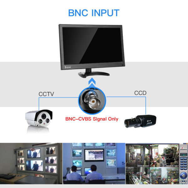 Eyoyo-Moniteur à écran IPS 15.6, écran HDMI 1920x1080, AV/VGA/BNC/USB, port HDMI 178 ° avec télécommande, moniteur FHD pour PC CCTV – Image 12