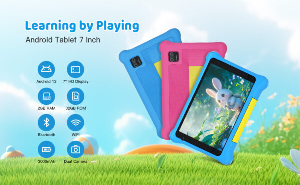 URAO enfant tablette Android 13 7 pouces 5GB RAM 32GB ROM 128GB étendre 5G WiFi 4000mAh batterie double caméra cadeau pour enfants enfants logiciel – Image 7