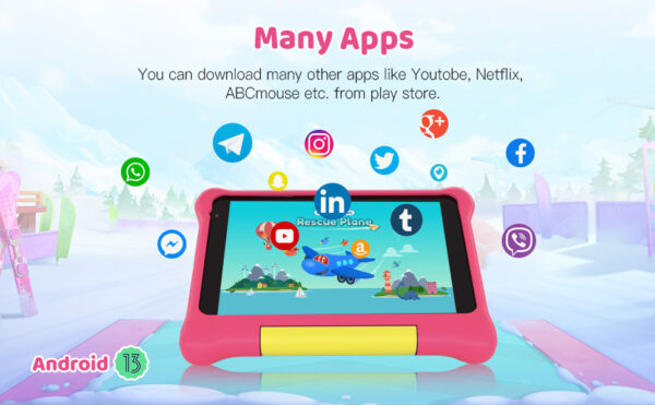 URAO enfants tablette 7 pouces Android 13 tablettes Quad Core 5GB RAM 32GB ROM 2500mAh double caméra Bluetooth WiFi contrôle Parental PC Pad – Image 9