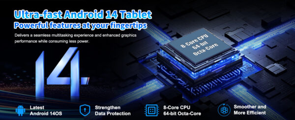 URAO A10L Android 14 tablette 10.1 pouces 12GB RAM 64GB ROM octa-core 5G WiFi avec clavier souris tactile stylo casque étui tablette Kit – Image 10