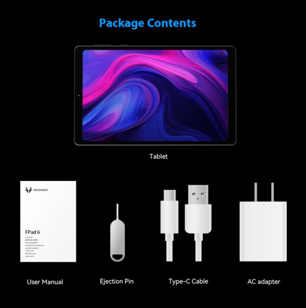 HEADWOLF FPad 6 8.4 pouces Andorid 14 tablette 8GB RAM 128GB ROM MTK G99 octa-core 4G SIM 6500 mAh batterie – Image 24