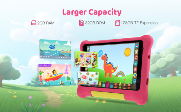 URAO enfants tablette 7 pouces Android 13 tablettes Quad Core 5GB RAM 32GB ROM 2500mAh double caméra Bluetooth WiFi contrôle Parental PC Pad – Image 11