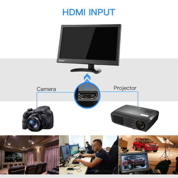 Eyoyo-Moniteur à écran IPS 15.6, écran HDMI 1920x1080, AV/VGA/BNC/USB, port HDMI 178 ° avec télécommande, moniteur FHD pour PC CCTV – Image 11