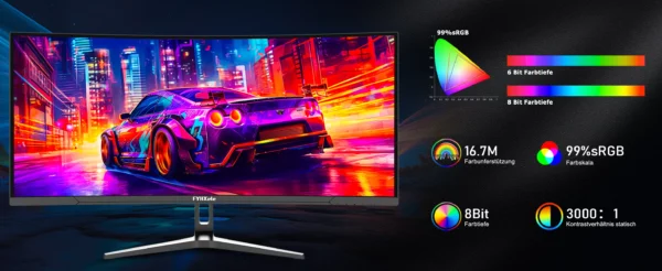 Moniteur 34 pouces 165Hz VA WQHD, écran large de bureau 21:9, écran d'ordinateur de joueur LED 1500R incurvé DP/3440x1440 – Image 9