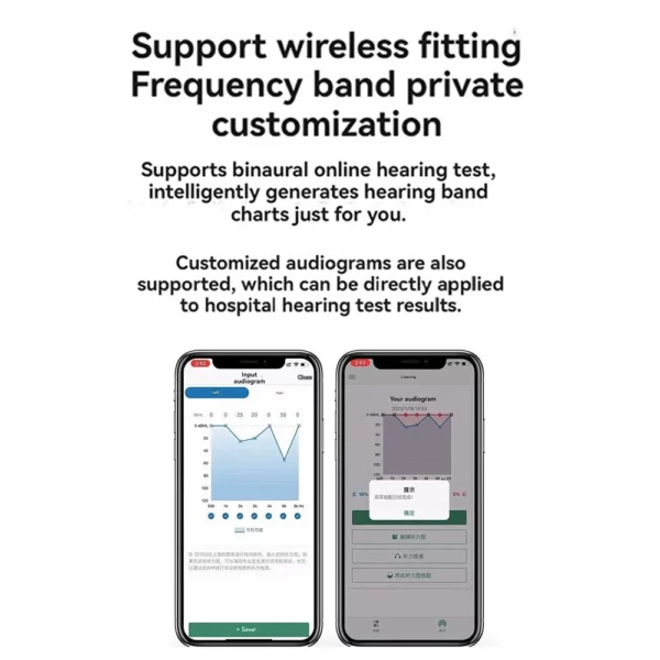 Aides auditives OTC rechargeables, aides auditives Bluetooth pour personnes âgées avec application intelligente, appel iOS/Android, qualité sonore authentique – Image 2