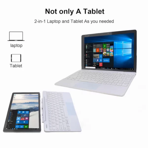 Dean-Tablette Windows 10 64bit Z8350 4 cœurs, 10.1 en effet, 2 Go DDR 32 Go, USB 3.0, appareil photo pour touristes avec poignées, clavier amovible – Image 3