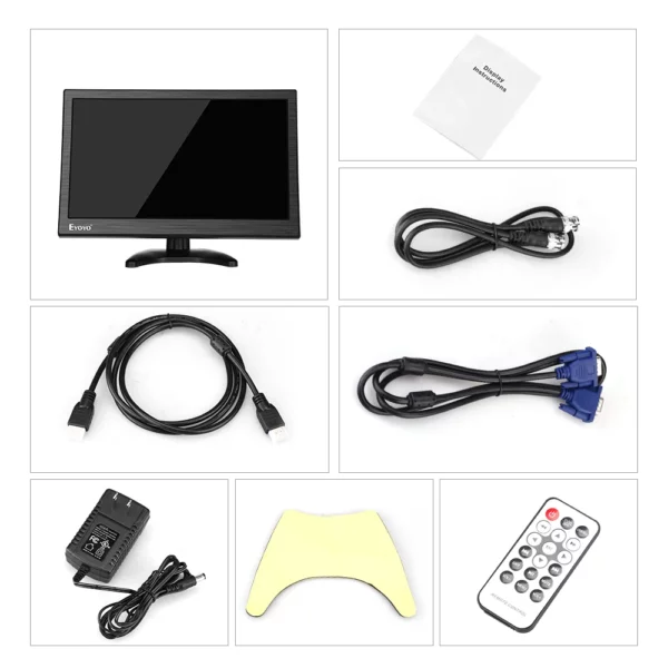 Eyoyo-Moniteur à écran IPS 15.6, écran HDMI 1920x1080, AV/VGA/BNC/USB, port HDMI 178 ° avec télécommande, moniteur FHD pour PC CCTV – Image 6