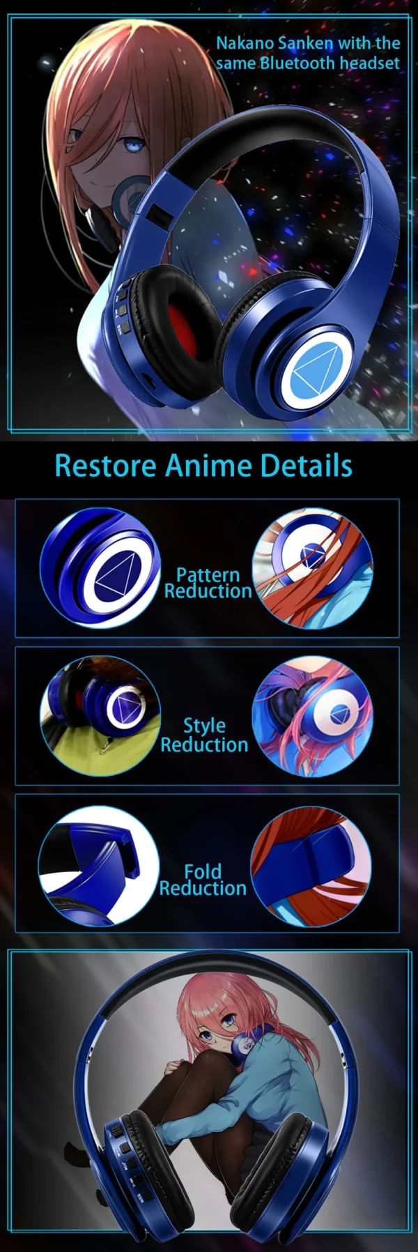 Go-Toubun Anime Fan OJ No Hanayome Gifts, Casque Bluetooth Vpig, Stéréo sans fil, Téléphone de sauna Cosplay, Nouvelle arrivée, ata ku Nakano Sanjiu – Image 14