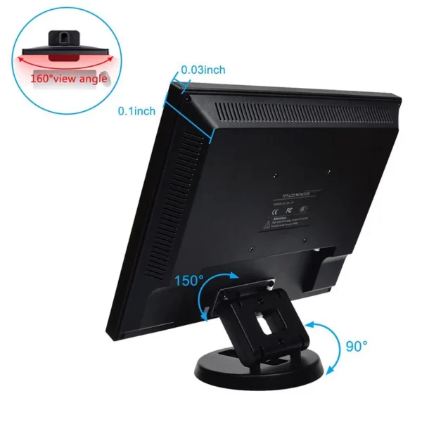 Moniteur LCD industriel 12 pouces 1024x768 800x600, pour caméra de Microscope DVR CCTV, haut-parleur intégré – Image 14