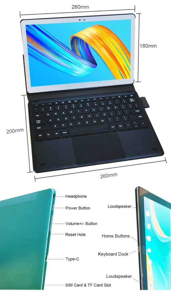 2025 nouveau Design 4G appel téléphonique 2 en 1 tablette clavier d'accueil tablette Android 10.5 "1920*1200 MT6797 10 cœurs 13MP + 5MP 7000mAH – Image 33