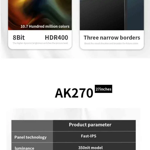 Moniteur LCD LED 27 pouces 2K (2560x1440) 240HZ 27 "1MS, affichage électronique de jeux de sport, panneau IPS pouvant être levé et rotatif – Image 13