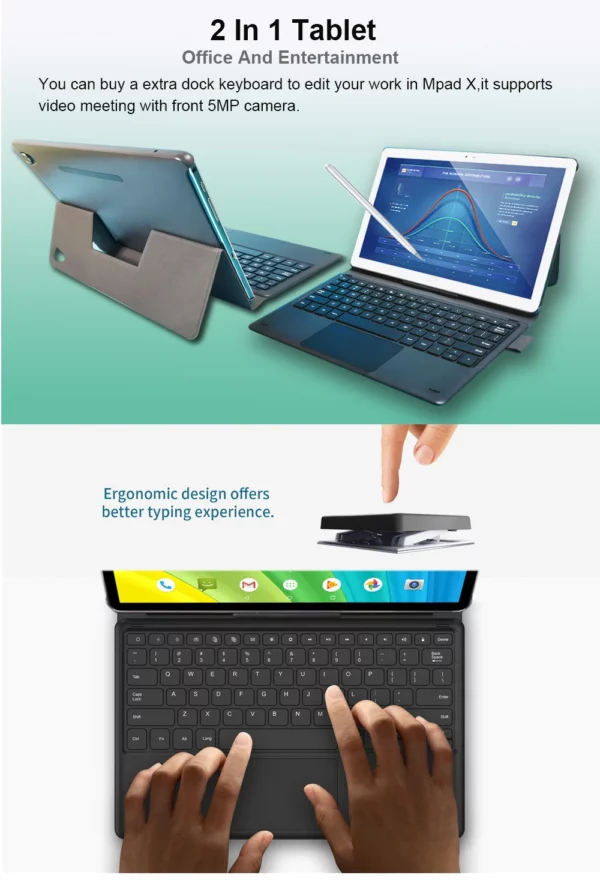 2025 nouveau Design 4G appel téléphonique 2 en 1 tablette clavier d'accueil tablette Android 10.5 "1920*1200 MT6797 10 cœurs 13MP + 5MP 7000mAH – Image 20