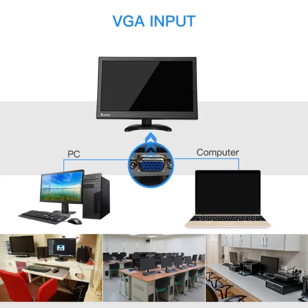 Eyoyo-Moniteur à écran IPS 15.6, écran HDMI 1920x1080, AV/VGA/BNC/USB, port HDMI 178 ° avec télécommande, moniteur FHD pour PC CCTV – Image 4