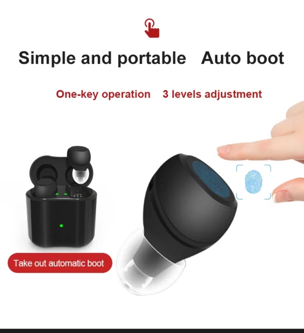 Modes de fonctionnement rechargeables à une touche, aide auditive Invisible sans bruit, aide auditive intelligente pour perte sévère, soins auditifs – Image 12
