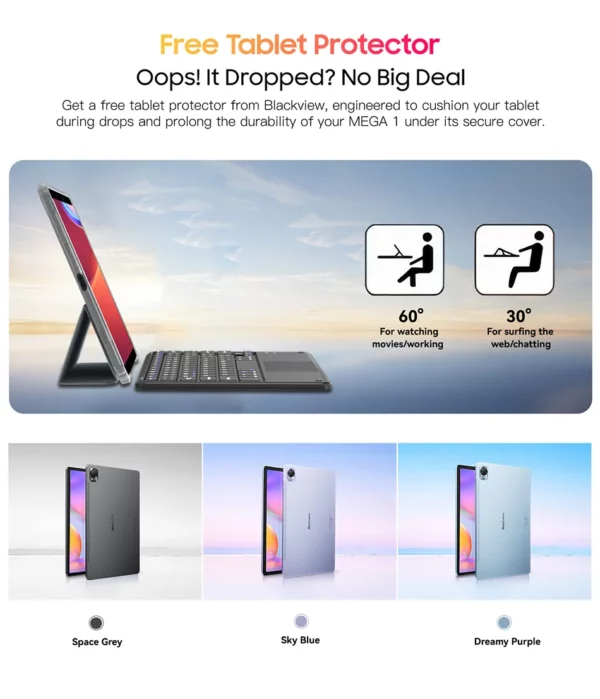 Blackview MEGA 1 tablettes 11.5 "2.4K 120Hz affichage 50MP caméra 12GB 256GB 8800mAh 33W charge Widevine L1 Android Pad PC – Image 58