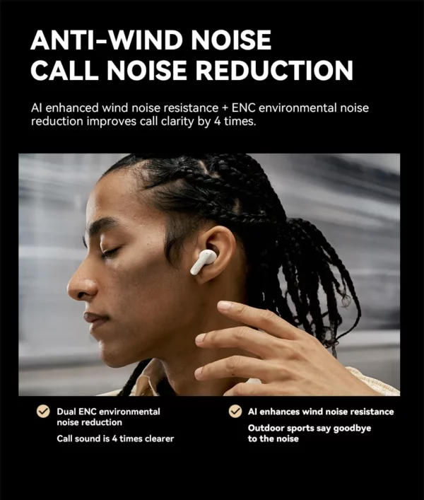 Sanag T85 ANC sans fil Bluetooth écouteur 6 micro-48dB actif hybride suppression du bruit casque ENC HD appel écouteurs TWS écouteurs – Image 15