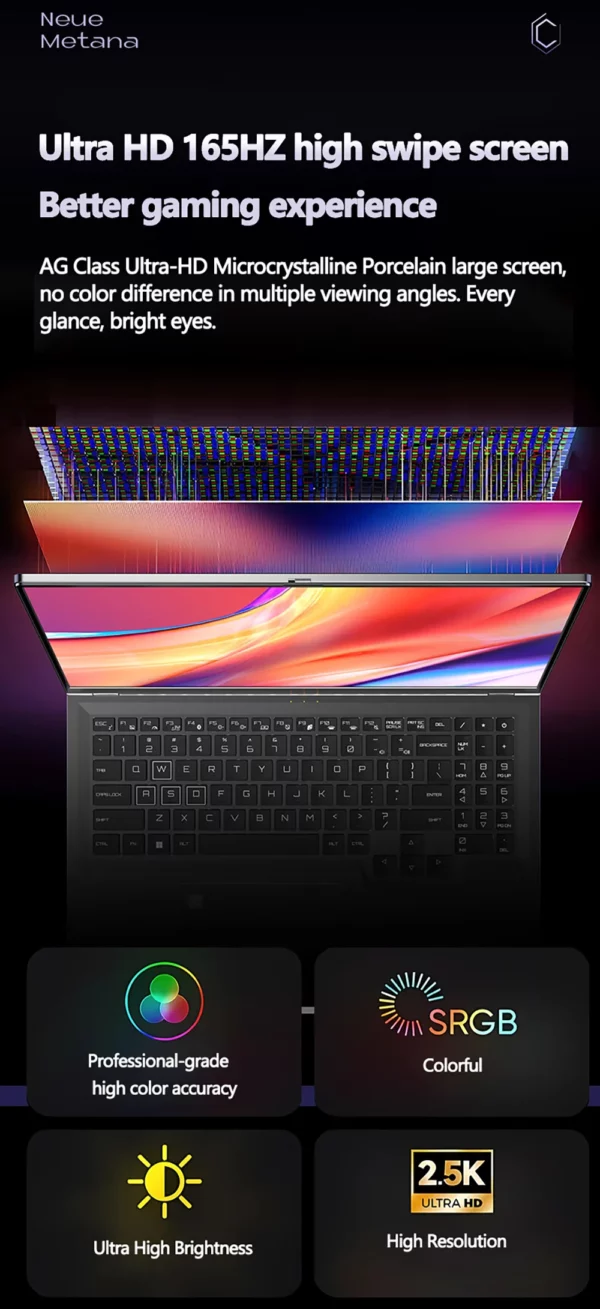 Ordinateur Portable de jeu 16 pouces Intel Core i9-12900H NVIDIA RTX 3060 6G Windows 11 64GB DDR4 4TB SSD WiFi5 BT5.2 Portable caméra HD ordinateur Portable – Image 15