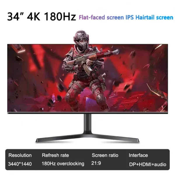 34 "4K IPS panneau plat moniteur natif 100Hz/165hz/180hz concepteur de jeu e-sports bureau d'affaires ordinateur de bureau moniteur LCD – Image 6