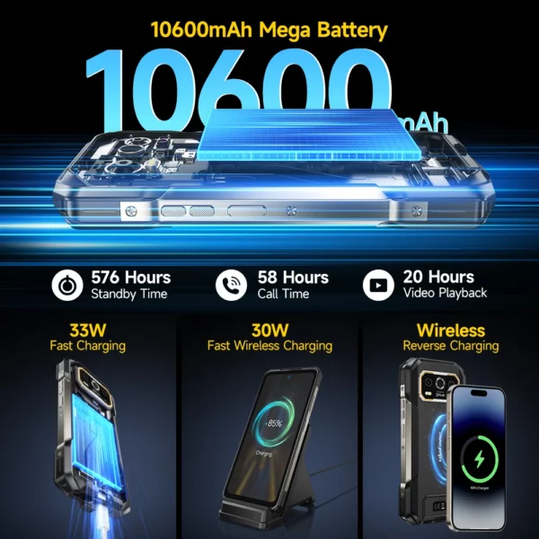 Téléphone robuste Ulefone Armor 27T Pro 5G 10600mAh Smartphone Android 14 50MP + 64MP Caméra nocturne 6,78" 120Hz 24GB + 256GB NFC Téléphone portable – Image 2