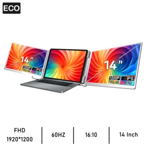 Double moniteur Portable pliable de 14 pouces, pour PC/téléphone/PS4 5/Switch/Xbox 16:10 IPS, écran Full HD pour Windows/MacOS