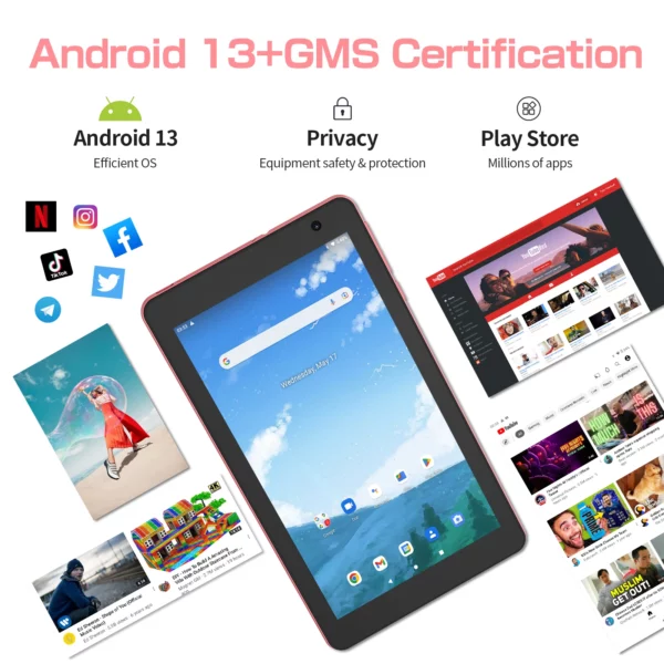 ITOM-Tablette Android 13 avec Wi-Fi, 8 Go de RAM, 4 + 4 Go de RAM, 64 Go de ROM,1 To de ROM, écran IPS 1280x800, batterie 5000mAh, caméra pour touristes, magasin – Image 15