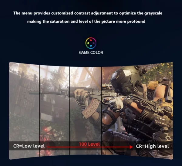 Écran incurvé d'ordinateur Gaming MVA FHD 24/27 P, 1080 pouces, 75Hz, 2800R HDMI/VGA DCR, protection des yeux, VESA 100x100, réponse 2ms – Image 27