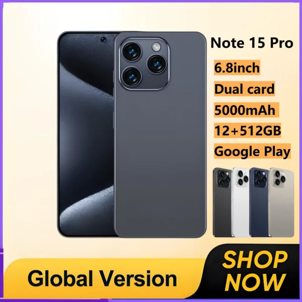 Smartphone Note 14 Pro Android 5G, 6000mAH,12GB RAM 256G 512G 1 to ROM, 6.8 pouces, 1920x1080HD, 24 + 48MP, MTK10 Core Global Vision
