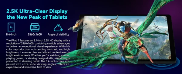 Headwolf FPad7 8.4 pouces tablette Android14 MTK dimension 7050 CPU 2560x1600 IPS/16GB + 256GB/6500mAh/4G LTE tablettes – Image 13