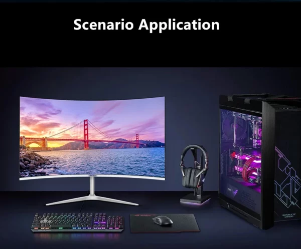 Écran incurvé d'ordinateur Gaming MVA FHD 24/27 P, 1080 pouces, 75Hz, 2800R HDMI/VGA DCR, protection des yeux, VESA 100x100, réponse 2ms – Image 40