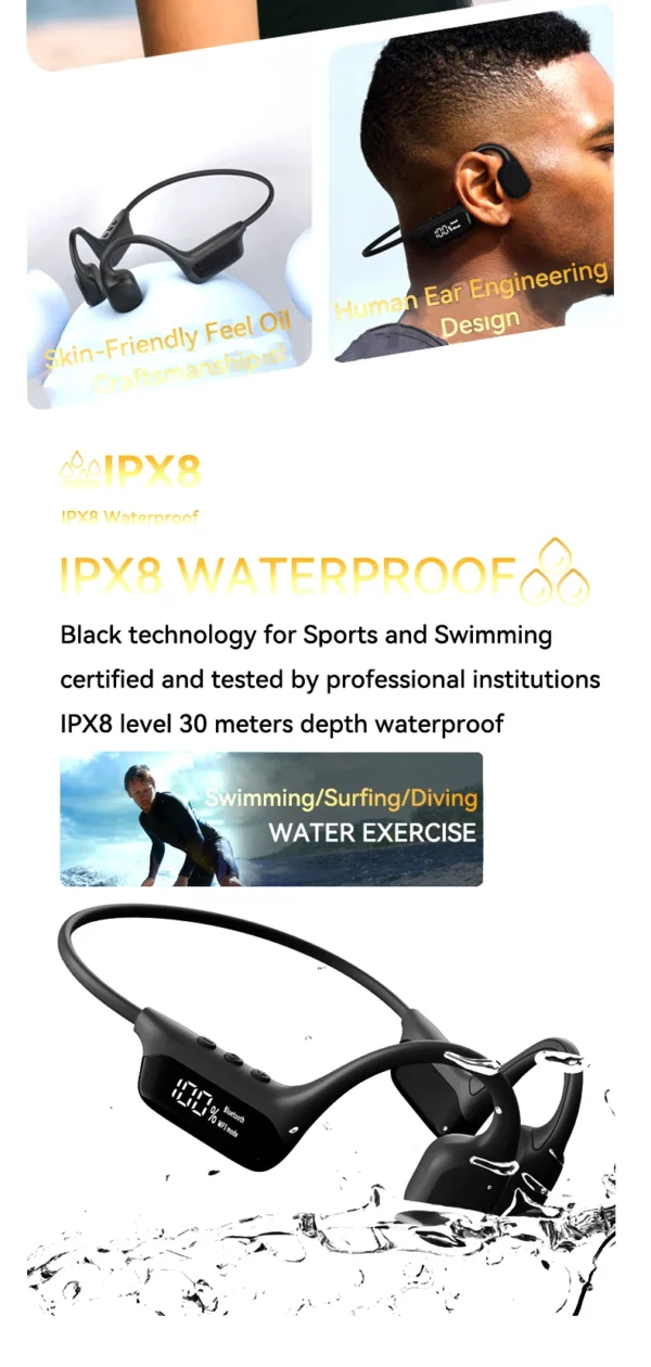 Xiaomi Mijia – écouteurs à Conduction osseuse, Bluetooth, micro sans fil, étanche IP68, lecteur MP3, Hifi, pour natation, 32 go – Image 33