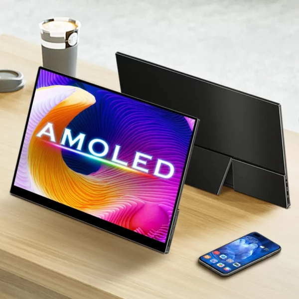 Moniteur Portable à écran tactile OLED 4K de 15.6 / 13 pouces, 550Nit USB-C, moniteur de jeu externe Compatible HDMI pour ordinateur Portable Xbox Switch – Image 11