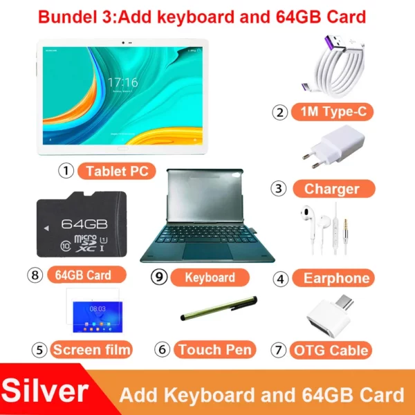 2025 nouveau Design 4G appel téléphonique 2 en 1 tablette clavier d'accueil tablette Android 10.5 "1920*1200 MT6797 10 cœurs 13MP + 5MP 7000mAH – Image 8