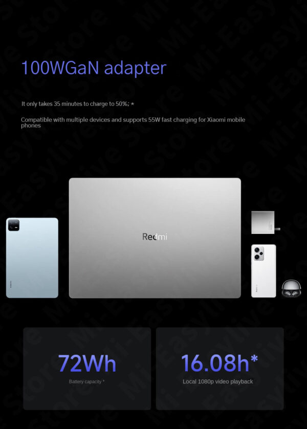 Xiaomi Redmi Ple16 ordinateur portable 2024 Intel Core i5-13500H 16 Go DDR5 + 1 To/512G SSD i5-12450H 16 pouces Notebook Fingerprint Anderson PC – Image 41