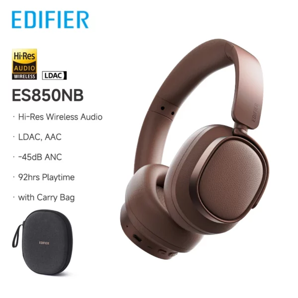 Edifier ES850NB casque sans fil suppression du bruit écouteurs Bluetooth haute résolution sans fil sur l'oreille casque avec sac de transport – Image 10