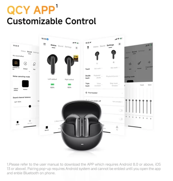 QCY-Écouteurs sans fil AilyBuds Pro+ ANC, HT10, Hi-Res Audio, AC Sat, Bluetooth 5.3, 6 micros, AI, HD, appel, connexion multipoint – Image 46