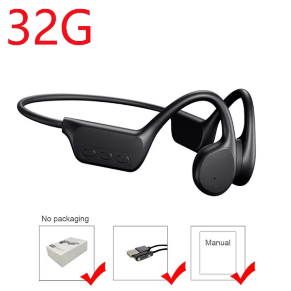 Écouteurs à Conduction osseuse, Bluetooth, sans fil, étanche IPX8, lecteur MP3, Hifi, crochet d'oreille, casque avec micro, pour la natation – Image 7