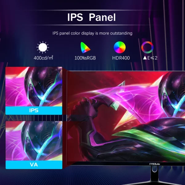 FYHXels32-Moniteur de bureau LED IPS pour ordinateur de jeu, 165Hz, 2K, QHD, taux de rafraîchissement élevé, panneau, FreeDivig-DiviMPRT, 1ms – Image 3