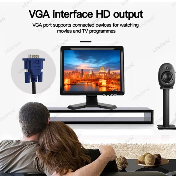 LESOWN-Moniteur à écran tactile LCD industriel, écran externe pour ordinateur de bureau, interface VGA uniquement, HD 1024x768, 15 pouces – Image 13
