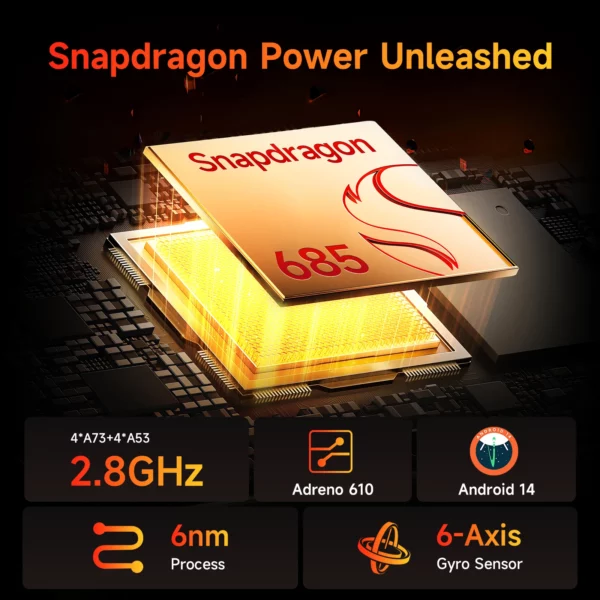 BNCF BPad Mini 8.4 pouces Snapdragon SMD685 tablette Android14 (8 + 8) GB RAM + 128 GB ROM 6050 mAh batterie 4G LTE Widevine L1 2K IPS onglet – Image 4