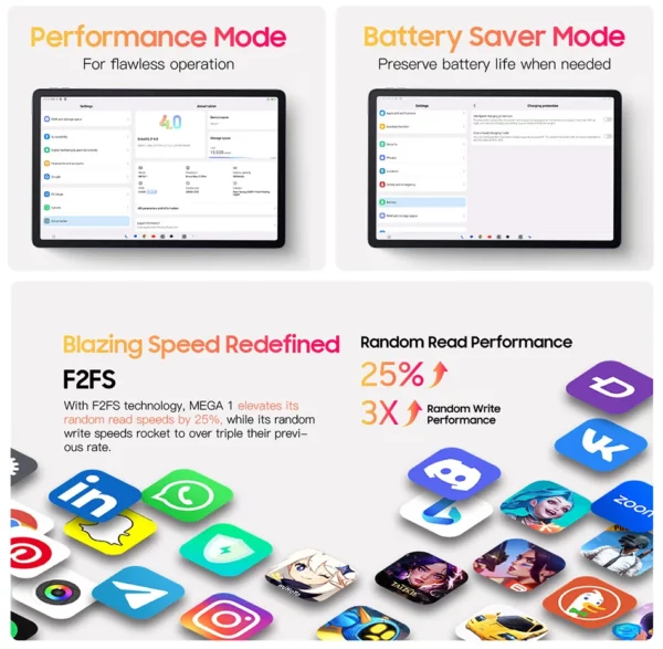 Blackview MEGA 1 tablettes 11.5 "2.4K 120Hz affichage 50MP caméra 12GB 256GB 8800mAh 33W charge Widevine L1 Android Pad PC – Image 54