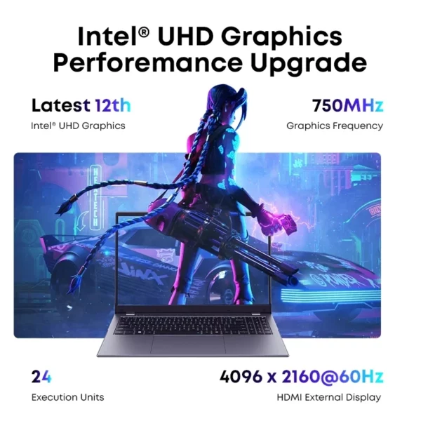 CHUWI-Ordinateur portable GemiPlePlus, 16 Go LPDDR5, SSD 512 Go, Intel Alder Lake N100 15.6, FHD 1920x1080, WiFi 6, Windows 11 – Image 3