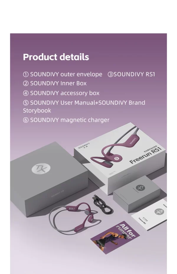 SOUNDIVY RS1 écouteurs à Conduction osseuse Bluetooth sans fil 32GB mémoire IPX8 étanche natation et course sport écouteurs – Image 35