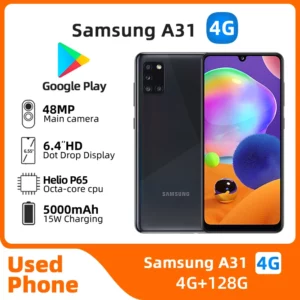 Samsung Galaxy A31 4g téléphone portable Android écran 6.4 pouces Helio P65 48MP caméra débloqué bon état téléphone utilisé