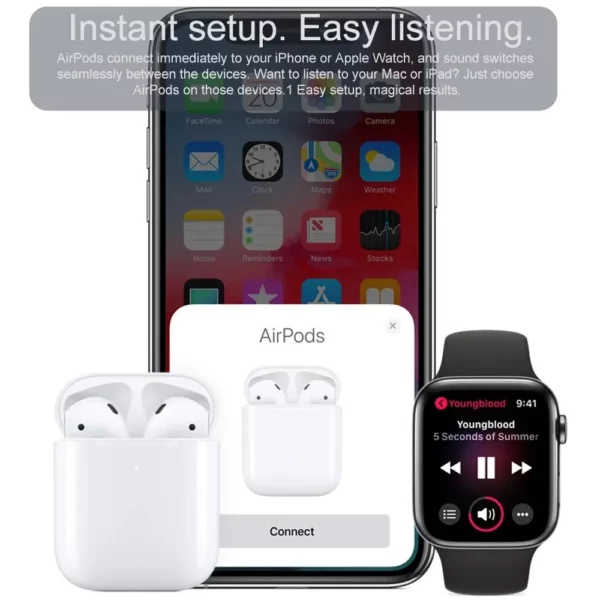 Apple AirPods 2ème génération véritable écouteurs Bluetooth sans fil avec boîte de chargement sans fil puce H1 100% Original nouveau, pour IPhone – Image 6
