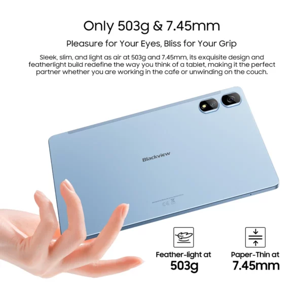 Tablette Blackview Tab 16 Pro  8 Go + 256 Go Écran 11'' FHD + Batterie 7700 mAh Android 14 Widevine L1 Unisoc T616 Tablette PC – Image 13
