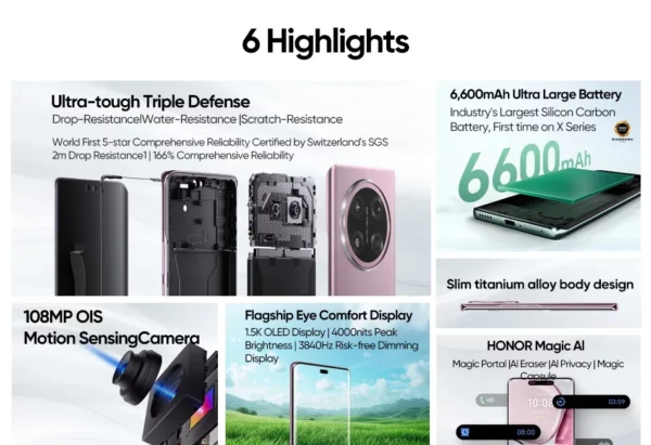 Smartphone Boom OR X9c 5G, version globale, 6.78 pouces, anti-chute, écran 120Hz, triple caméra 108MP, batterie 6600mAh, Android 14, original, nouveau – Image 13