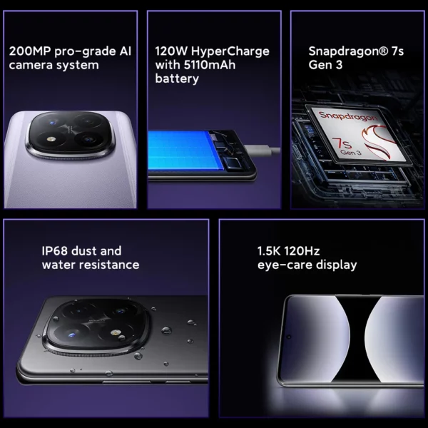 Premiere mondial Xiaomi Redmi Note 14 Pro Plus 5G Version mondiale Smartphone 256GB 512GB Snapdragon 7s Gen 3 200MP caméra 5110mAh – Image 2