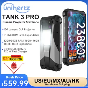 Unihertz-Smartphone Précieux 3 Pro 8849 avec Projecteur, Téléphone Android 14 5G, 32 Go, 512 Go, Appareil Photo 200MP, Dimrespondante 8200, IP68, Bluetooth 5.3
