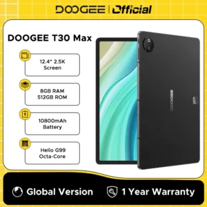 Premiere mondial DOOGEE T30 Max tablette 12.4 "2.5K 20GB(8 +12) 512GB Android14 50MP double caméra 10800mAh alliage d'aluminium Nano Unibody